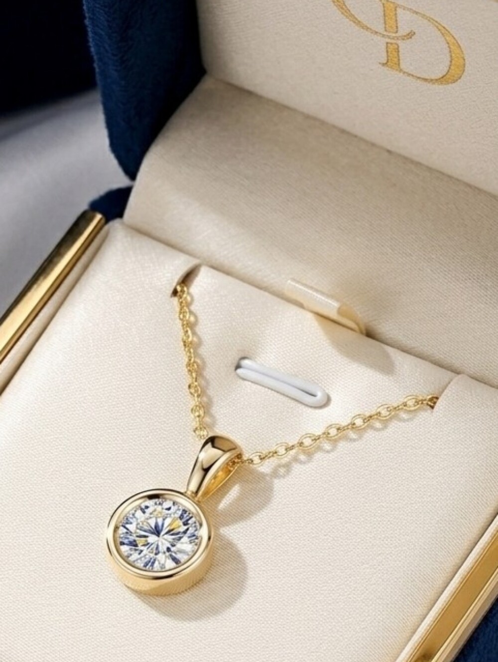Moissanite 1 CT Gold Bubble Pendant Necklace